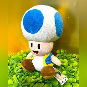 SUPER MARIO NINTENDO VTG 2010 COLlECTIBLE BLUE TOAD PLUSH LITTLE BUDDIE 7”